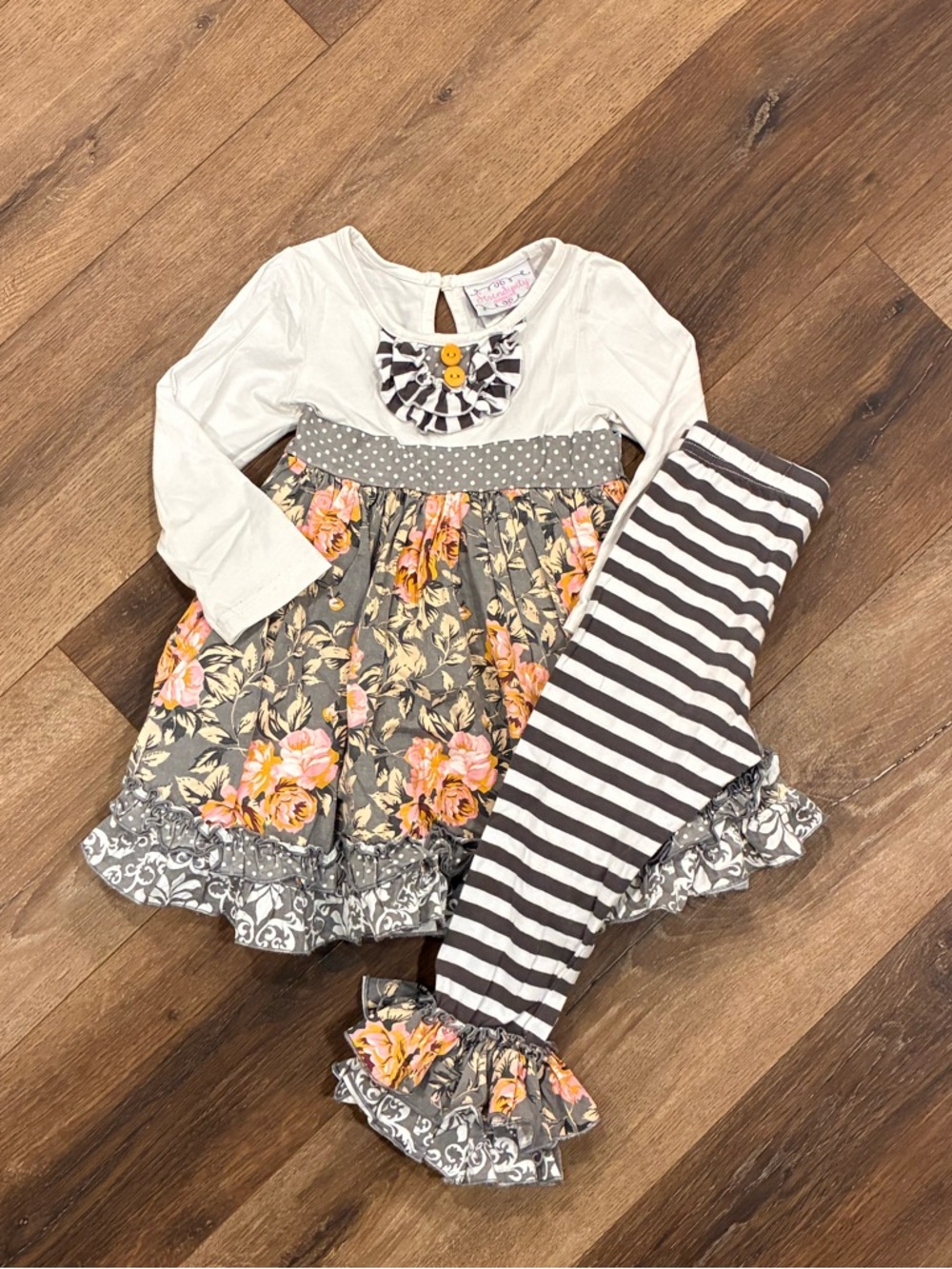 Serendipity Two Piece Matching Pant Set Floral Outfit Fall Ruffles Dress 3T